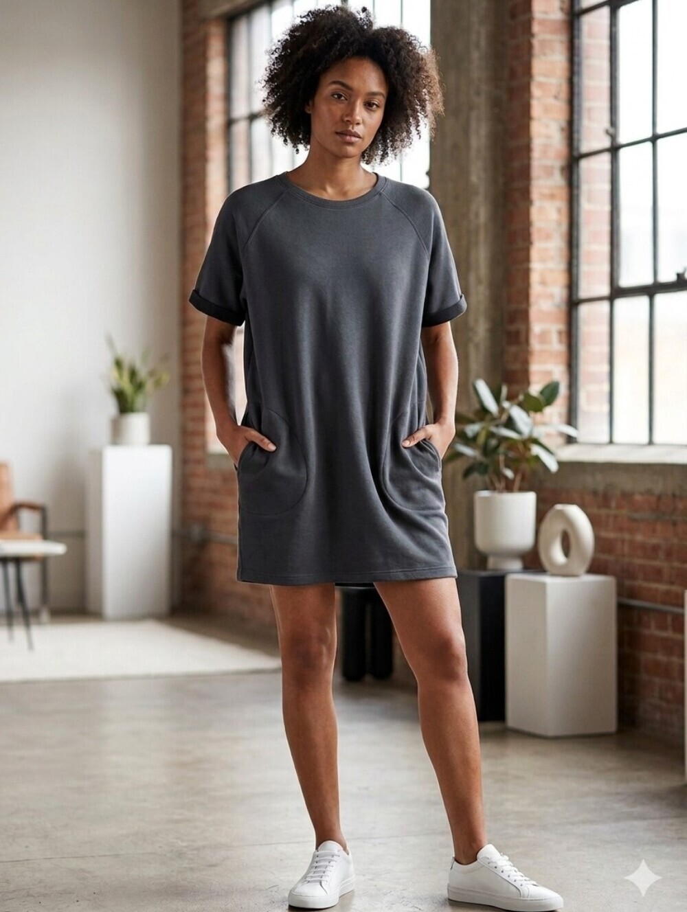 LIVOM Oversized Sweatshirt Dress | Charcoal Grey | Size M